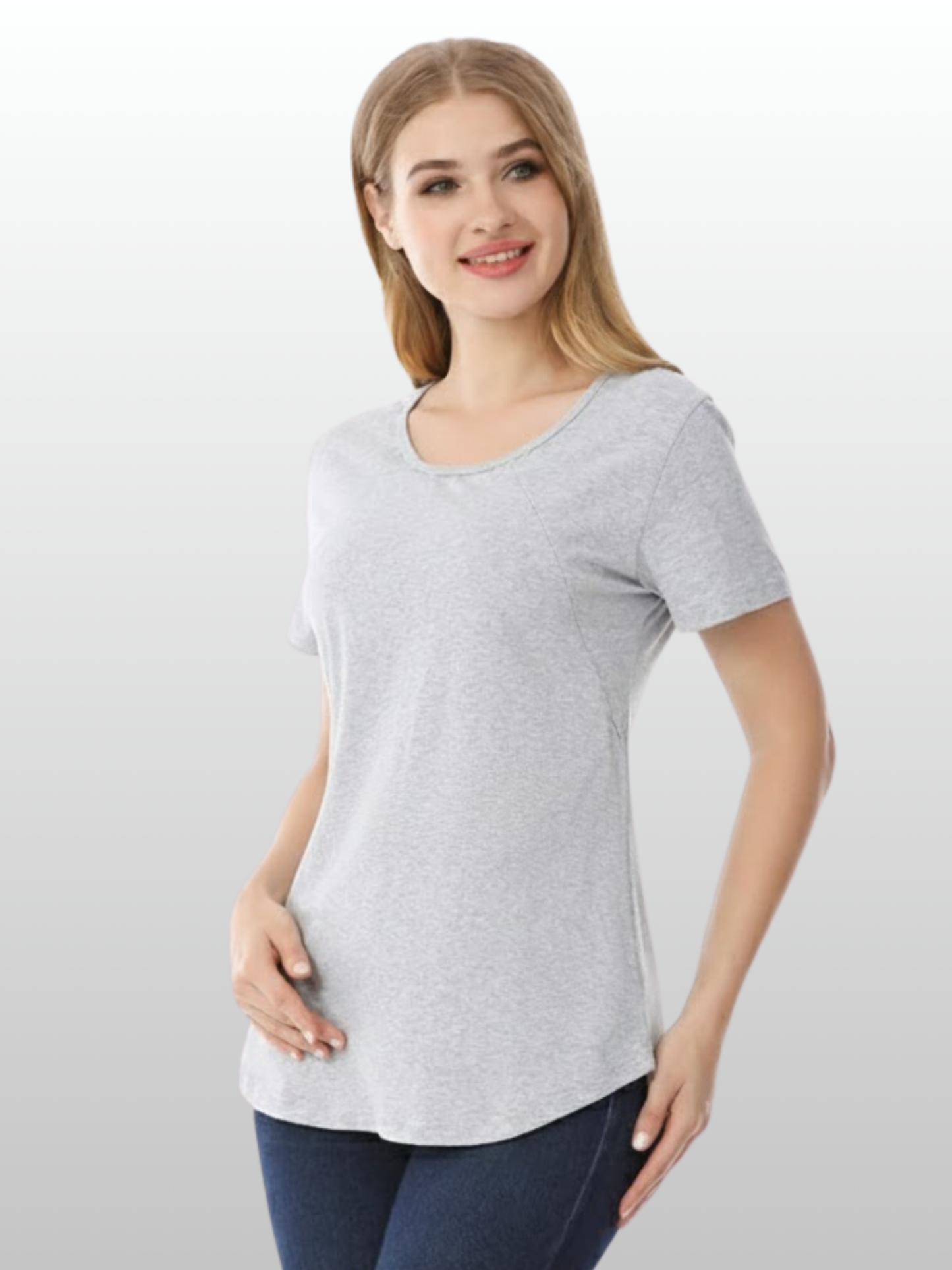 Umstands-Stilltop, Verdeckter Reißverschluss, Diskreter Stillzugang, Baumwolle, Schwangerschaft Stillzeit, Einhändig