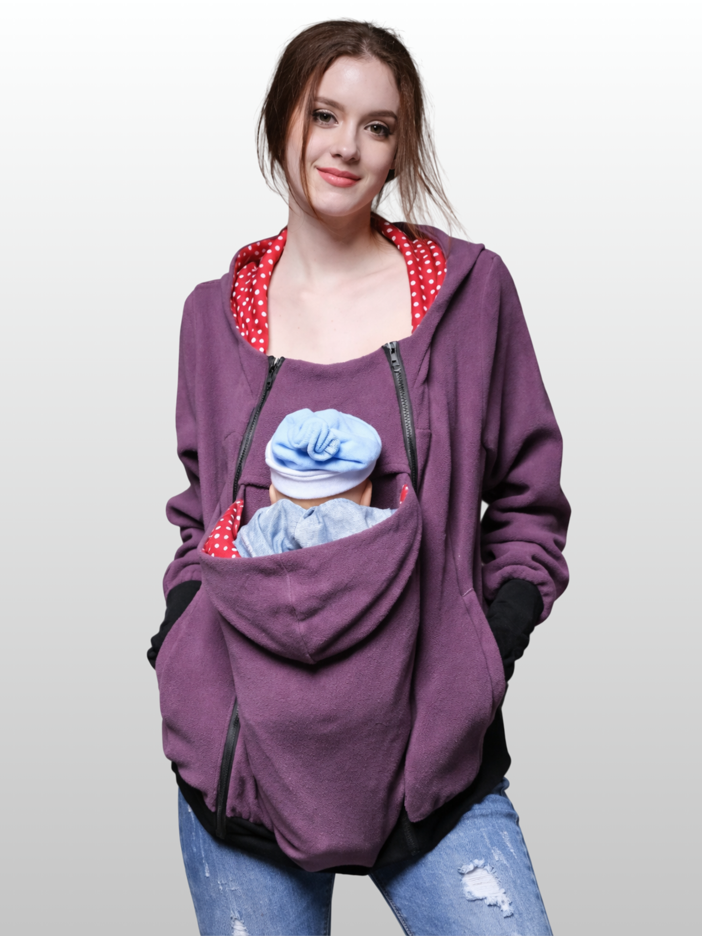 Tragejacke mit Babyeinsatz, 2-in-1 Fleece, auch Umstandsjacke