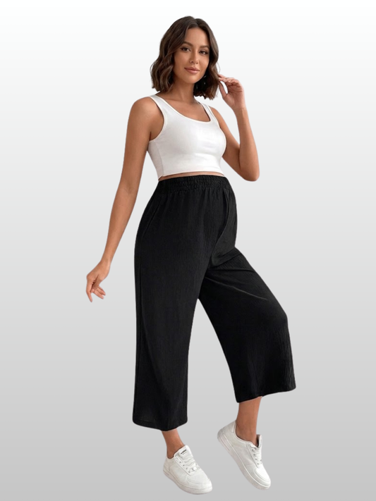 Umstands-Loungehose, Sommer, High-Waist, Luftig, Weites Bein, Alle Trimester, Atmungsaktiv, Leicht