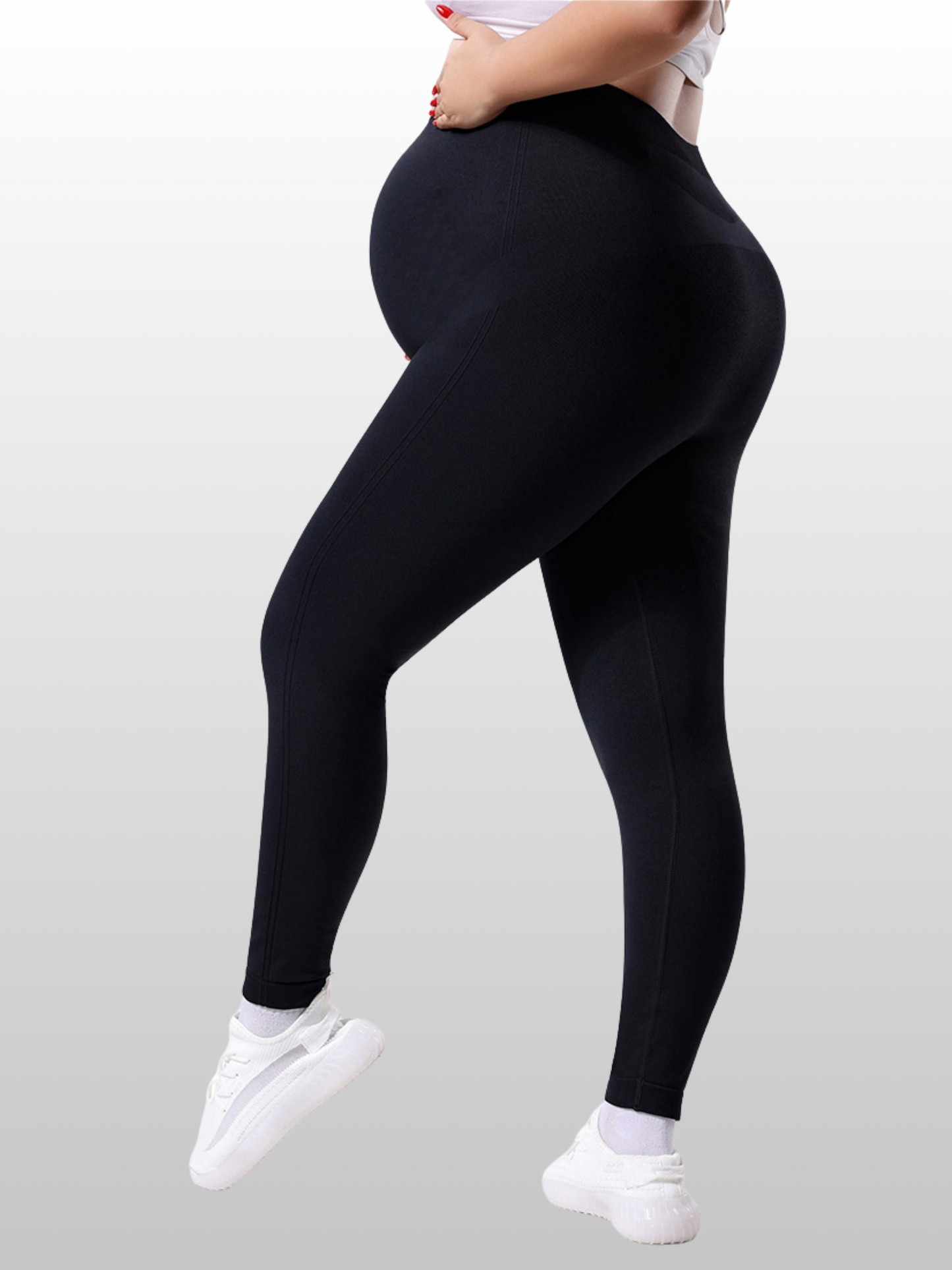 Umstandsleggings, Plus-Size, Active, Yoga, Bauchunterstützung, Workout, Atmungsaktiv, Alle Trimester