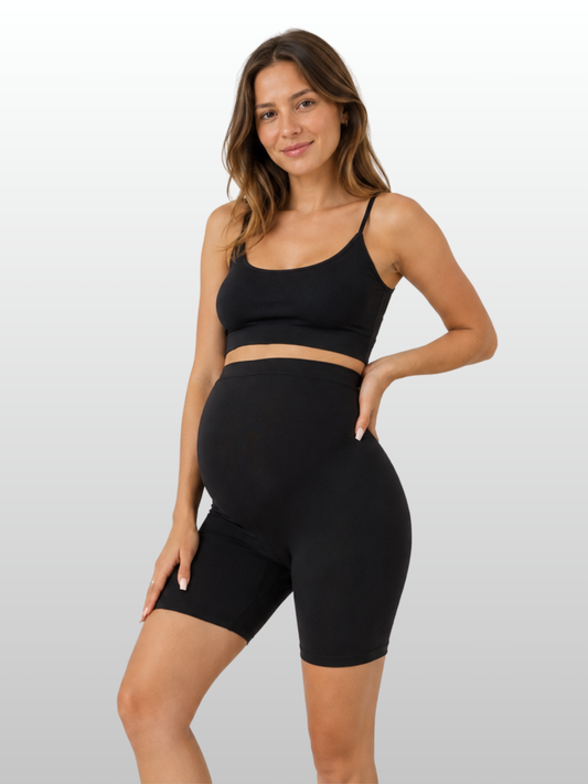Umstandsshorts, Nahtlos, Hoher Bund, Bauchpanel, Bikershorts, Shapewear, Alle Trimester