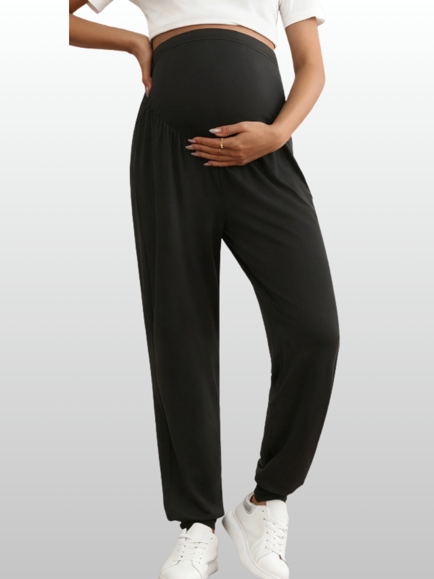 Umstands-Loungehose, Loose Fit, High-Waist, Sportlich, Atmungsaktiv, Alle Trimester, Elastischer Bund