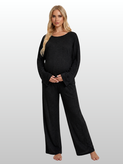 Lounge-Set Damen: Oversized-Top & weite Hose, Viskose-Strick