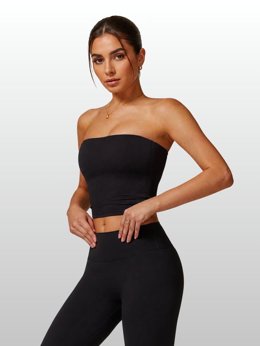 Bandeau-Top lang, trägerlos, nahtlos, herausnehmbare Pads
