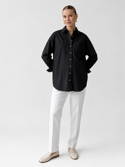 Umstandshemd oversize mit durchgehender Knopfleiste und langen Manschetten