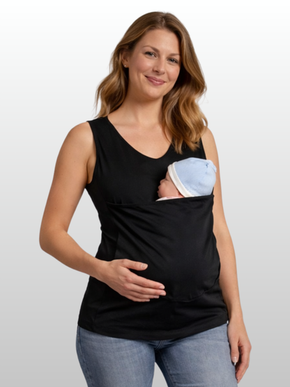Bonding-Top ärmellos mit Babybeutel, Haut-zu-Haut, atmungsaktiv