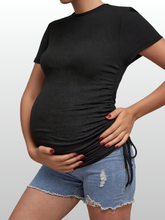 Umstandsmode, Umstands Shirt, Seitenschnürung, Dehnbar, Atmungsaktiv