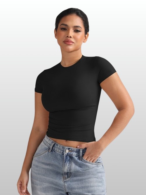 Shapewear Top kurzarm mit Bauchweg-Effekt, hauteng