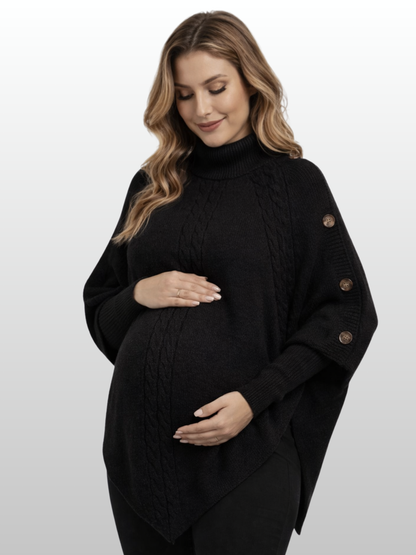 Umstandspullover, Zopfstrick, Relaxed Fit, Elegant, Hochgeschlossen, Büro & Events, Alle Trimester