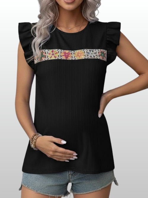 Umstandsmode, Umstands Bluse, Bestickt