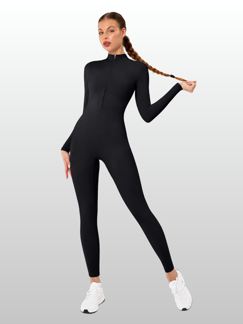 Jumpsuit Damen langarm, figurformend, mit Reißverschluss