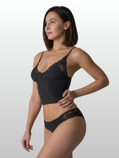 Lingerie-Set: Camisole & Slip mit Spitze, bügellos, Loungewear