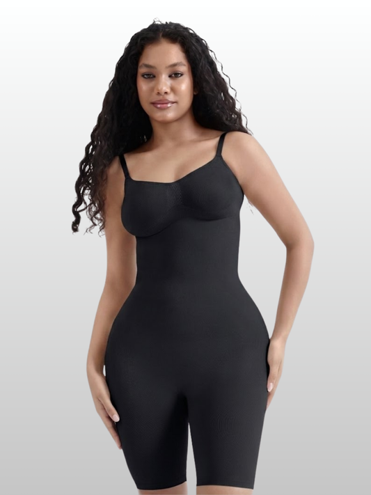 Shaping Bodysuit, Nahtlos, Mid-Thigh, Anti-Chafing, Ganzkörper-Kontrolle, Verstellbare Träger, Figurformend