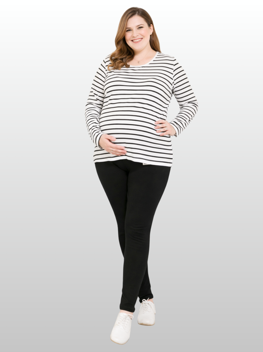Umstandsleggings, Plus Size, Hoher Bund, Ultra-Stretch, Baumwolle, Verstellbar, Alle Trimester