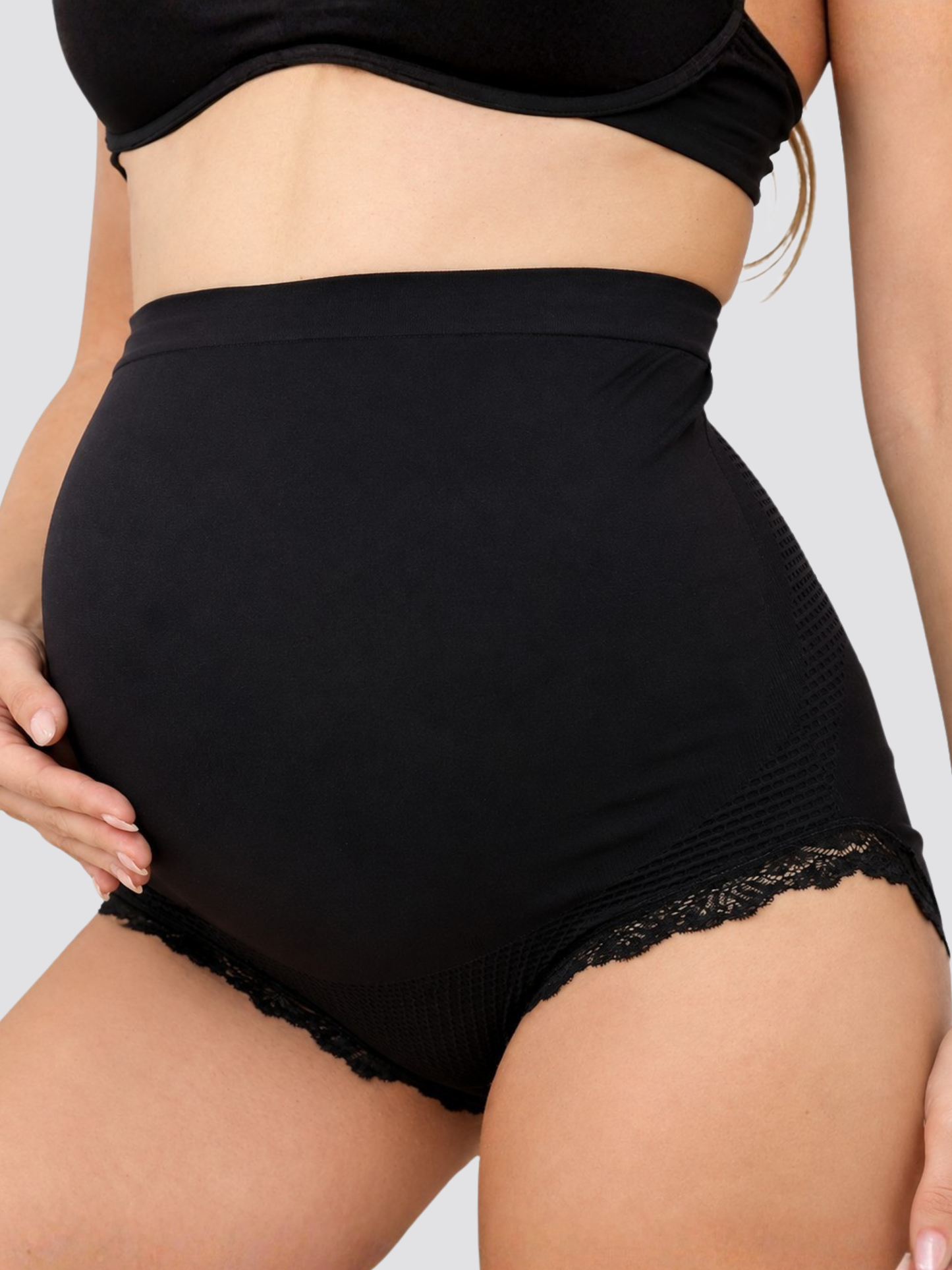 Umstandsslip High Waist über dem Bauch mit Spitzenbesatz