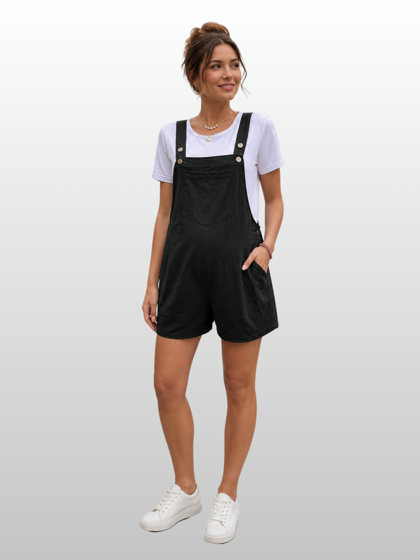 Latzshorts Umstand, Verstellbare Träger, Lockerere Passform, Sommer, Alle Trimester, Denim-Look
