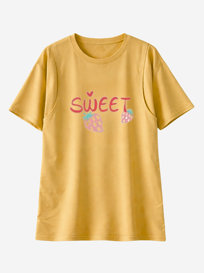 Umstands-Stillshirt, Oversized, Versteckter Stillzugang, J-Naht, Atmungsaktiv, Schwangerschaft Stillzeit