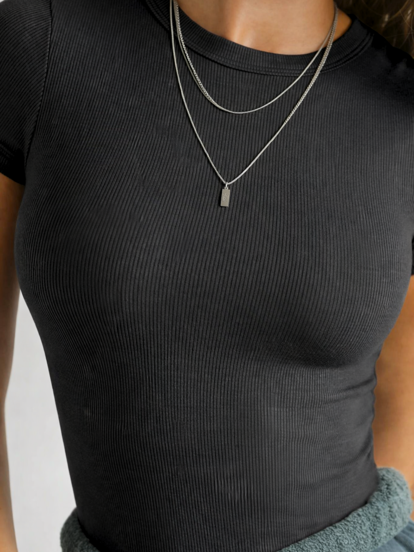 T-Shirt Damen Rippstrick, figurbetonend, Basic