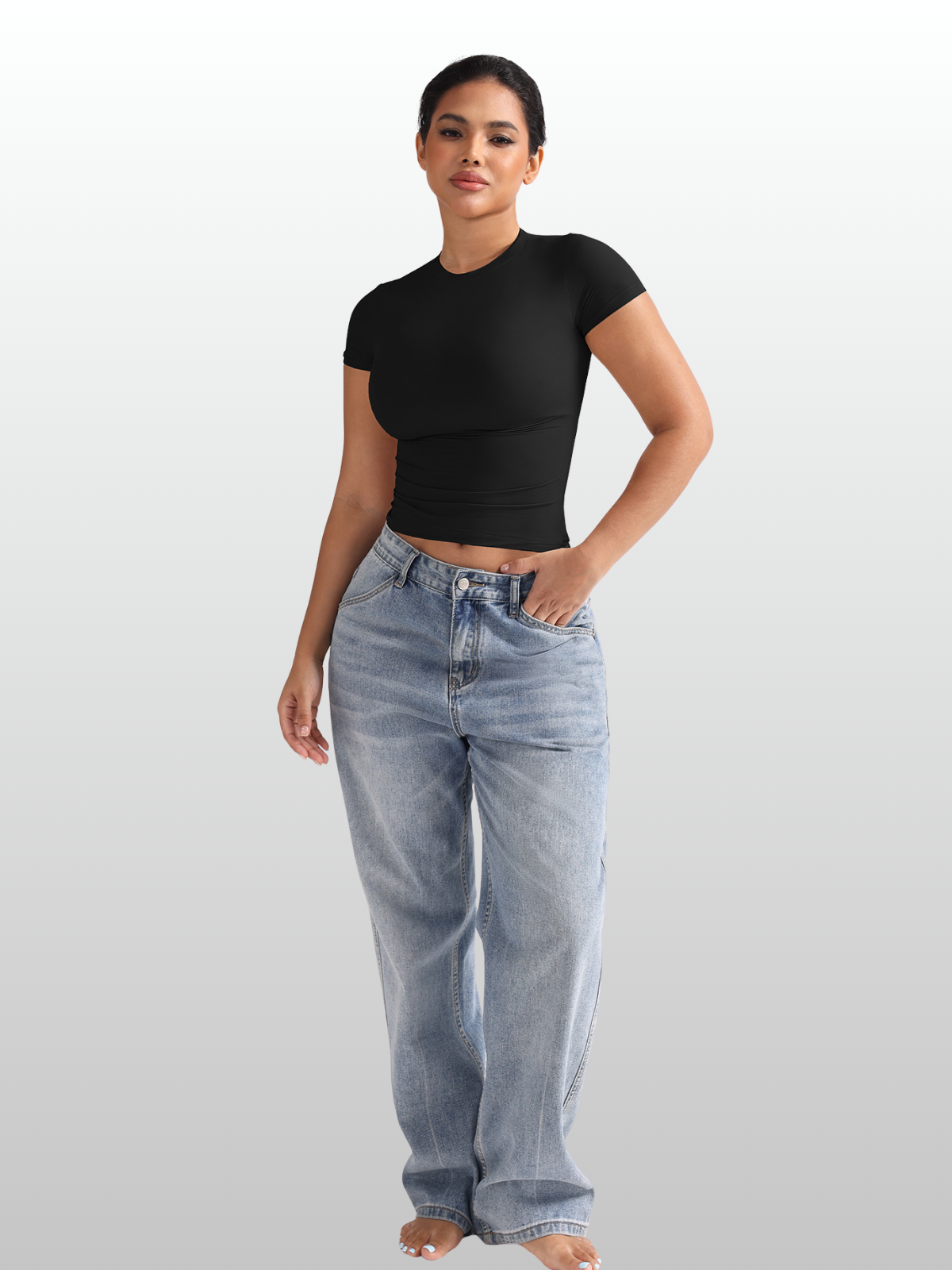 Shapewear Top kurzarm mit Bauchweg-Effekt, hauteng