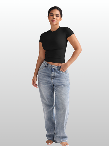 Shapewear Top kurzarm mit Bauchweg-Effekt, hauteng