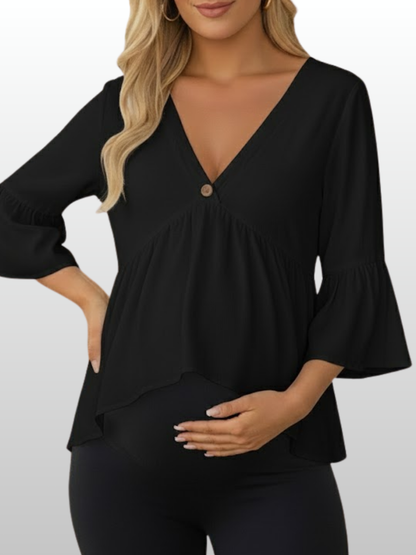 Umstandsmode, Umstandsbluse, V Ausschnitt, Atmungsaktiv, Sommer