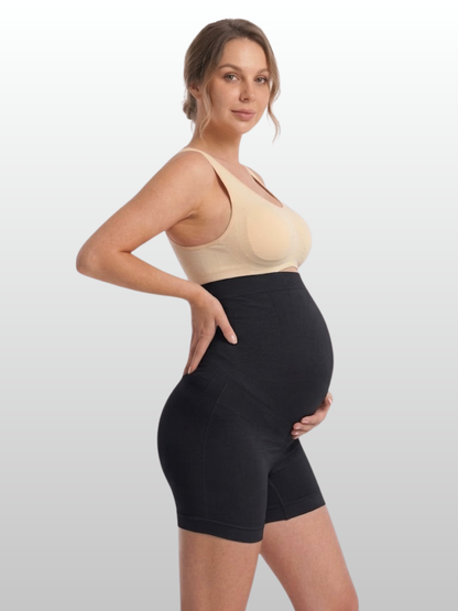 Umstands-Stützshorts, Nahtlos, Bauchstütze, Anti-Chafing, Kompression, Hoher Bund, Schwangerschaft & Postpartum