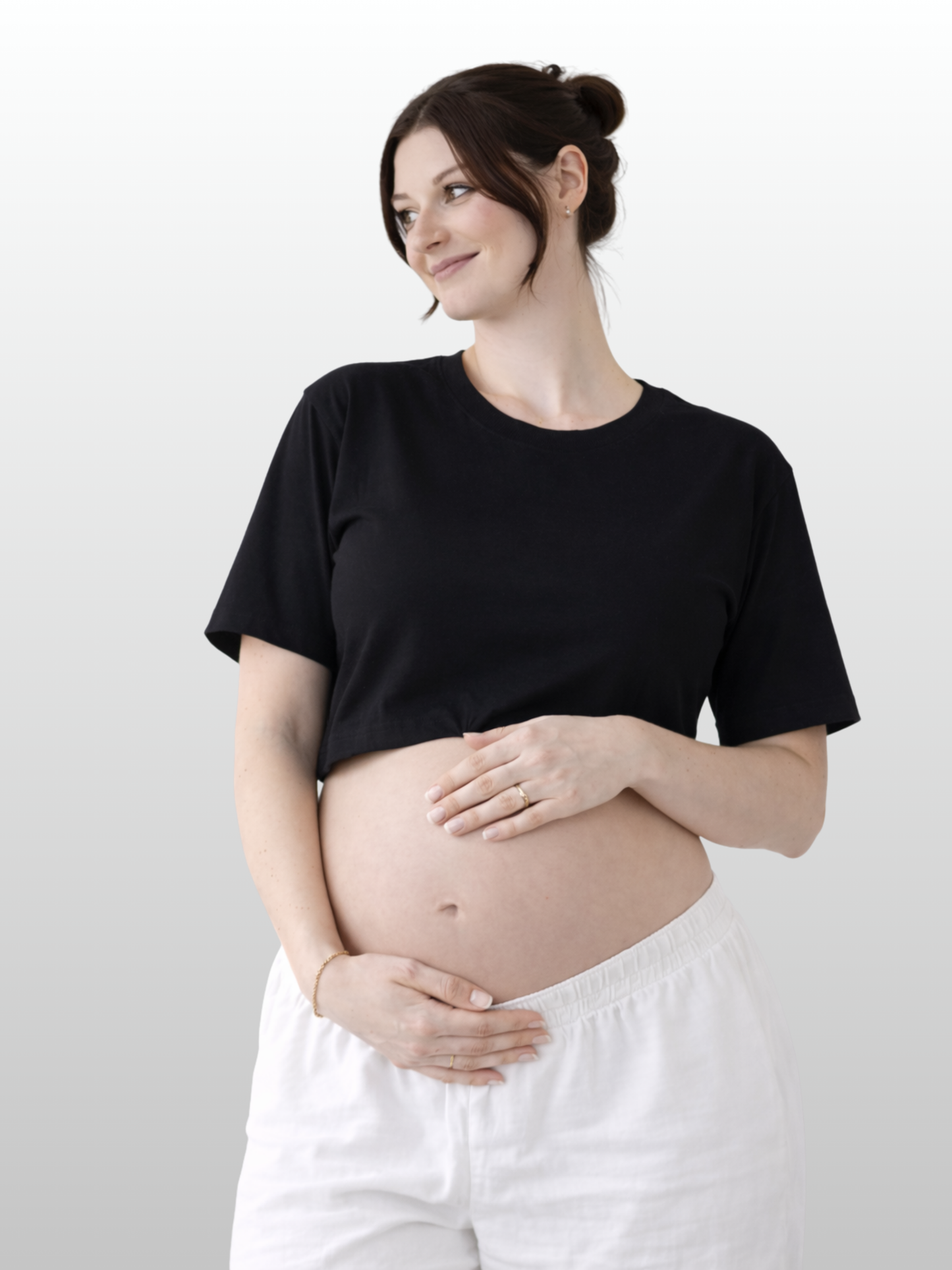 Umstands-Crop-Top, Kurze Ärmel, Schwangerschaft Stillzeit, Vielseitig, Modern