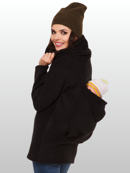Tragejacke Hoodie Fleece mit Babyöffnung, vorne & hinten, Winter