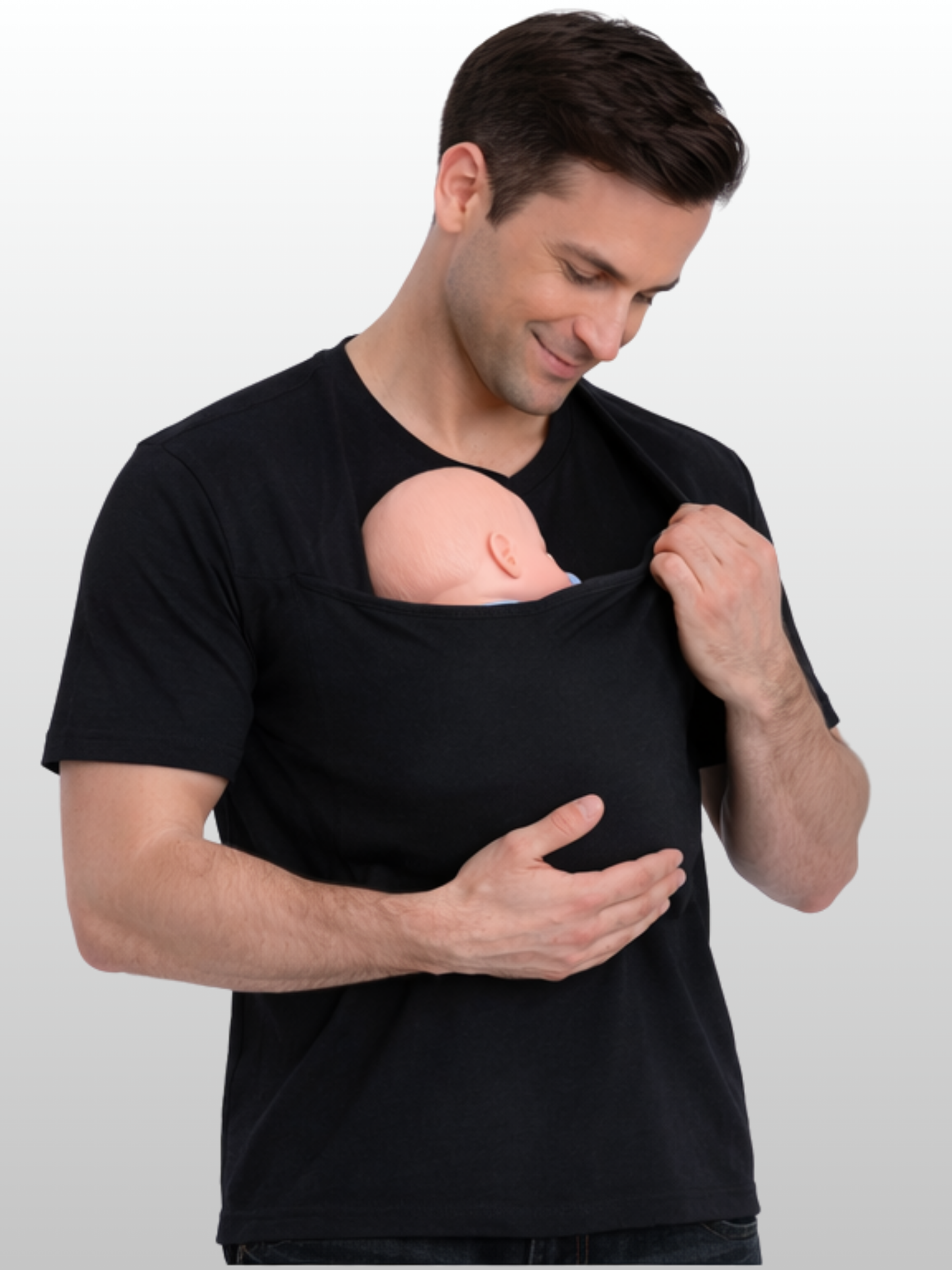 Bonding-Shirt Herren mit Känguru-Tasche, Haut-zu-Haut, Baumwolle