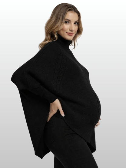 Umstandspullover, Zopfstrick, Relaxed Fit, Elegant, Hochgeschlossen, Büro & Events, Alle Trimester