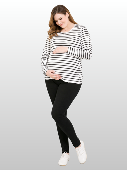 Umstandsleggings, Plus Size, Hoher Bund, Ultra-Stretch, Baumwolle, Verstellbar, Alle Trimester