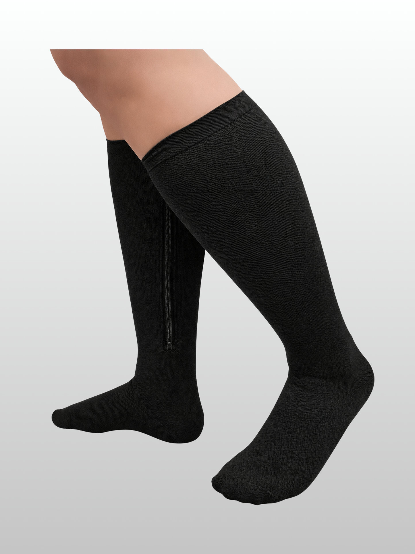 Kompressions Support-Socken, Plus Size, Reißverschluss, Kompression, Breite Waden, Knielang