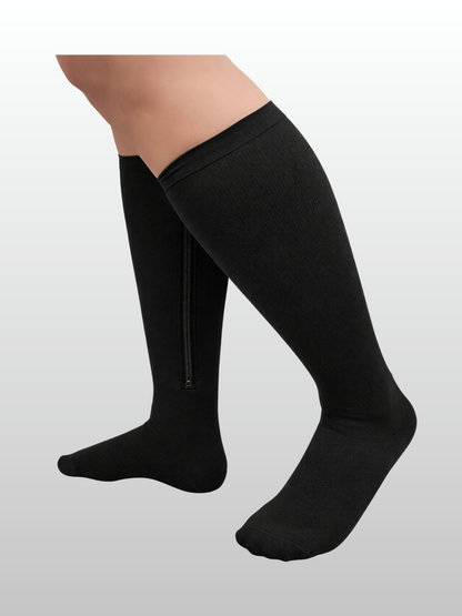 Kompressions Support-Socken, Plus Size, Reißverschluss, Kompression, Breite Waden, Knielang