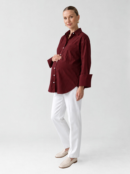 Umstandshemd oversize mit durchgehender Knopfleiste und langen Manschetten