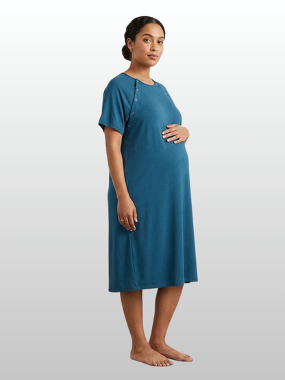 Geburtskleid, Klinik-Alternative, Stillzugang, Druckknöpfe, Rückenöffnung, Postpartum