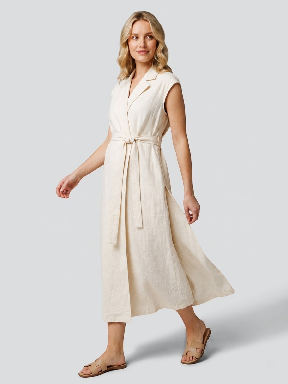 Stillkleid und Umstandskleid Midi aus Baumwolle mit Reverskragen