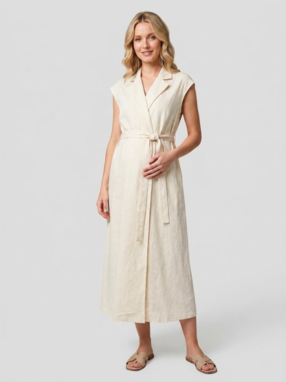 Stillkleid und Umstandskleid Midi aus Baumwolle mit Reverskragen