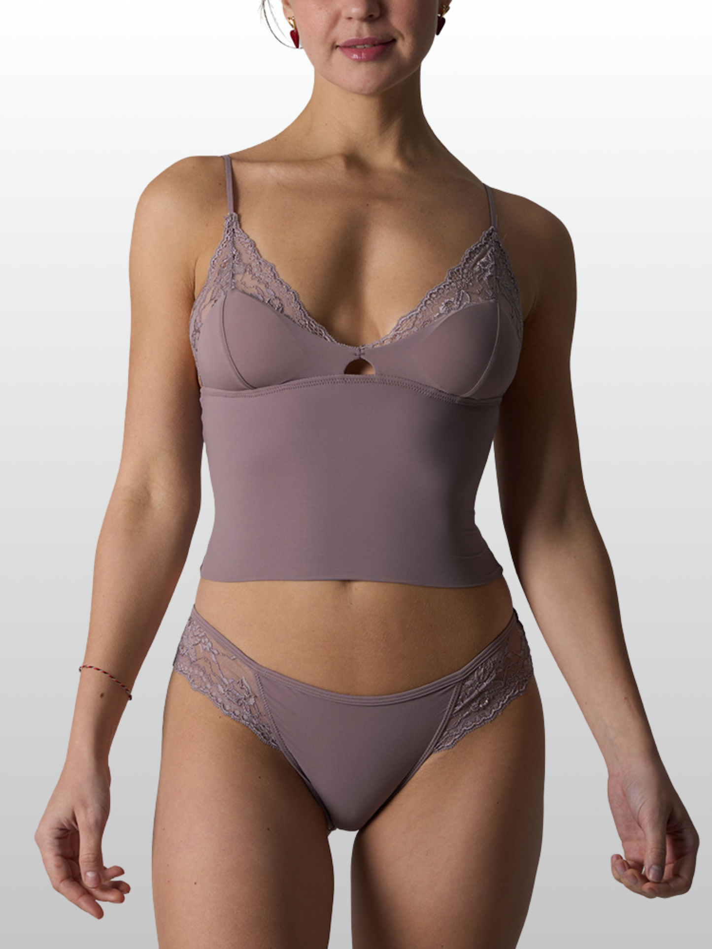 Lingerie-Set: Camisole & Slip mit Spitze, bügellos, Loungewear