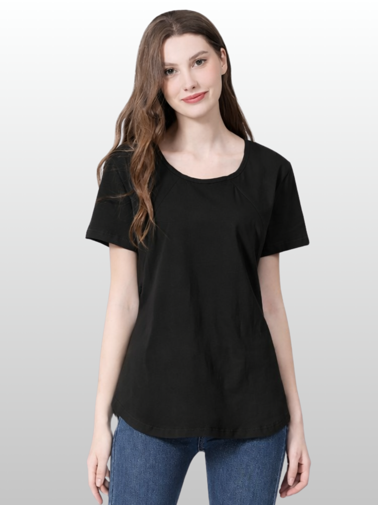 Umstands-Stilltop, Verdeckter Reißverschluss, Diskreter Stillzugang, Baumwolle, Schwangerschaft Stillzeit, Einhändig