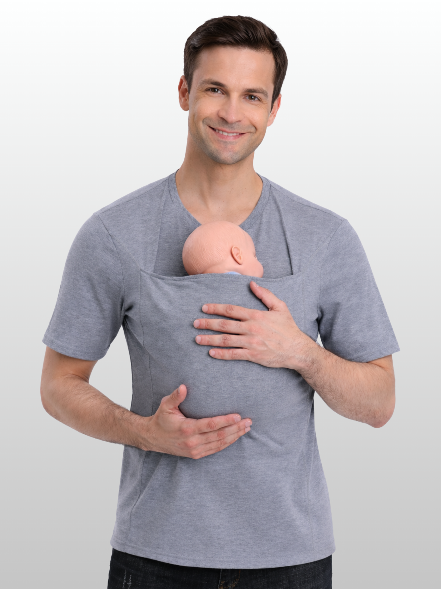 Bonding-Shirt Herren mit Känguru-Tasche, Haut-zu-Haut, Baumwolle