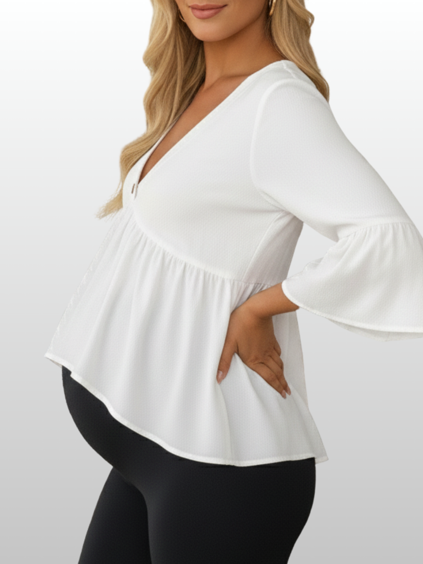 Umstandsmode, Umstandsbluse, V Ausschnitt, Atmungsaktiv, Sommer