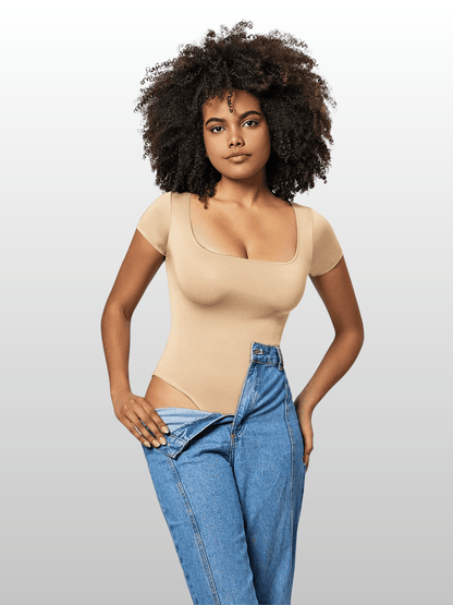 Shapewear Body kurzarm, eckiger Ausschnitt, nahtlos