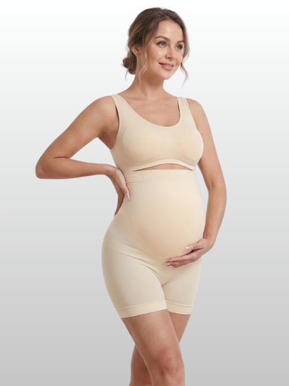 Umstands-Stützshorts, Nahtlos, Bauchstütze, Anti-Chafing, Kompression, Hoher Bund, Schwangerschaft & Postpartum