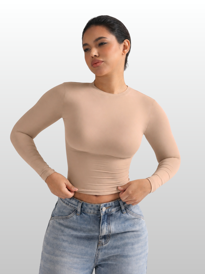 Shapewear Top langarm mit Bauchweg-Effekt, hauteng