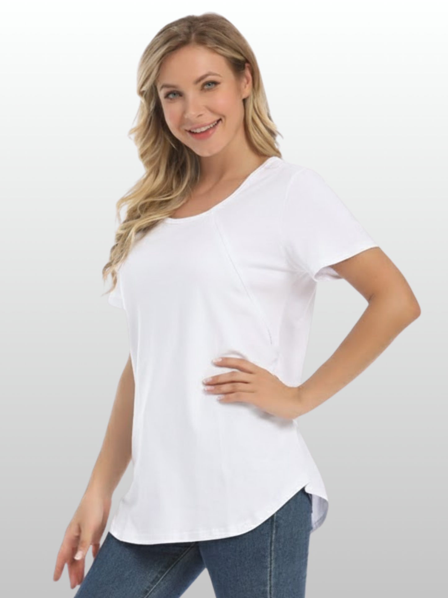 Umstands-Stilltop, Verdeckter Reißverschluss, Diskreter Stillzugang, Baumwolle, Schwangerschaft Stillzeit, Einhändig