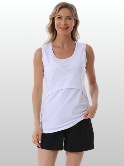 Umstands-Stilltanktop, Pull-Up-Zugang, Ärmellos, Baumwolle, Atmungsaktiv, Sommer, Schwangerschaft Stillzeit