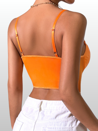 Korsett Top, Spitze Mesh, Steel Boning, Push-Up Bügel, Bauchfrei, Verstellbare Träger, Ausgehen & Events