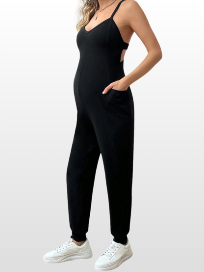 Umstandsmode, Umstands Jumpsuit, V-Ausschnitt, Jogger Style