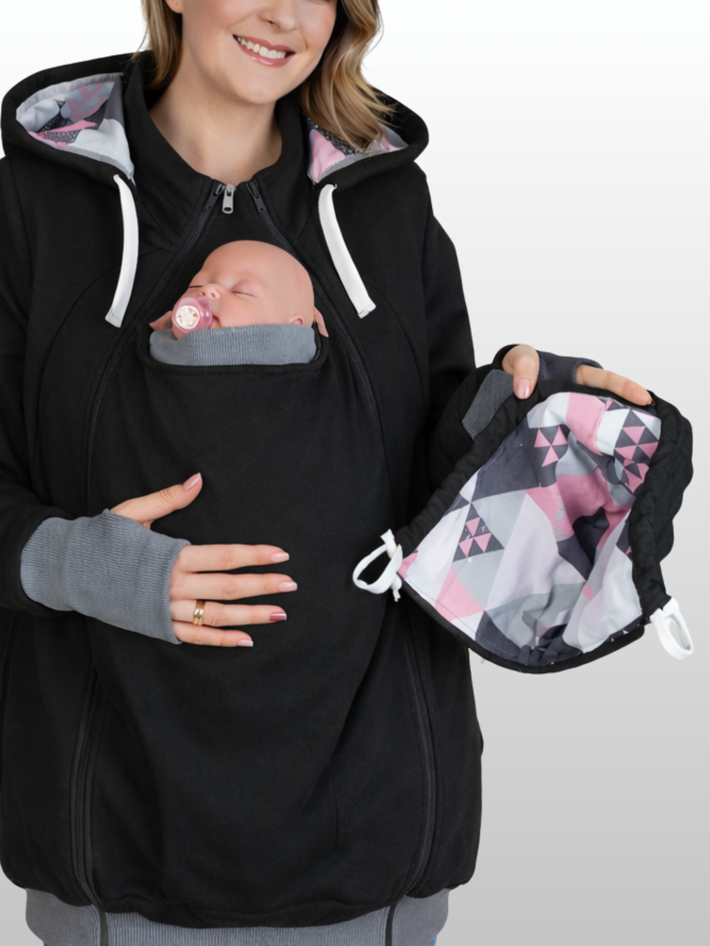 Tragejacke Känguru mit Babyfach & abnehmbarer Kapuze