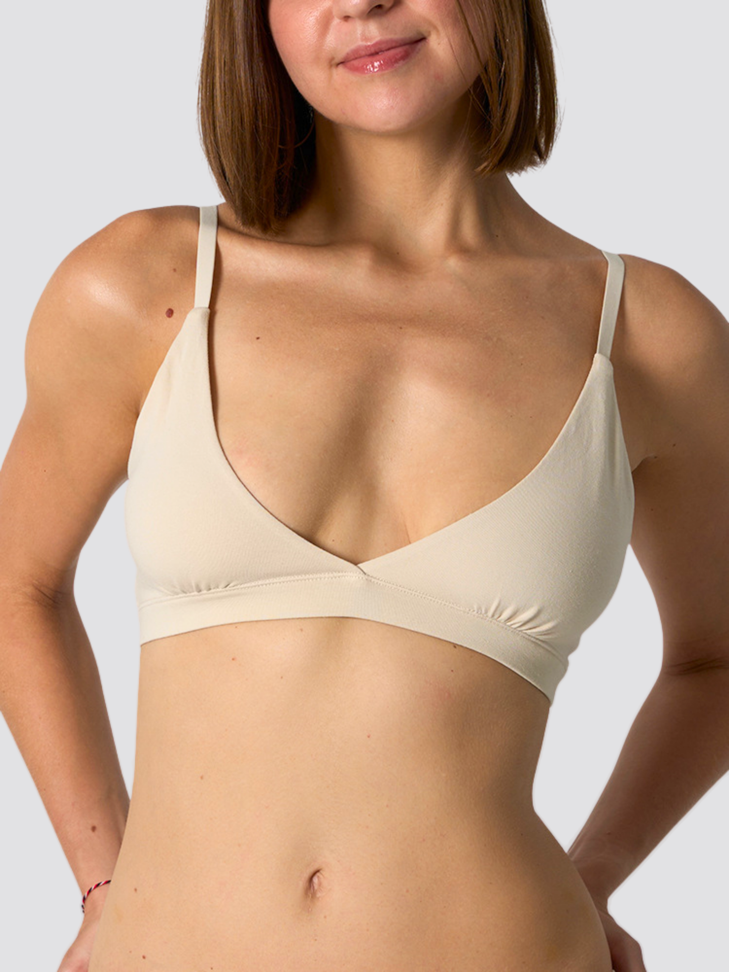 Bralette Baumwolle bügellos mit tiefem V-Ausschnitt, Triangel-Cups